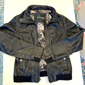Vintage Guess Genuine Leather Bomber Jacket Size S